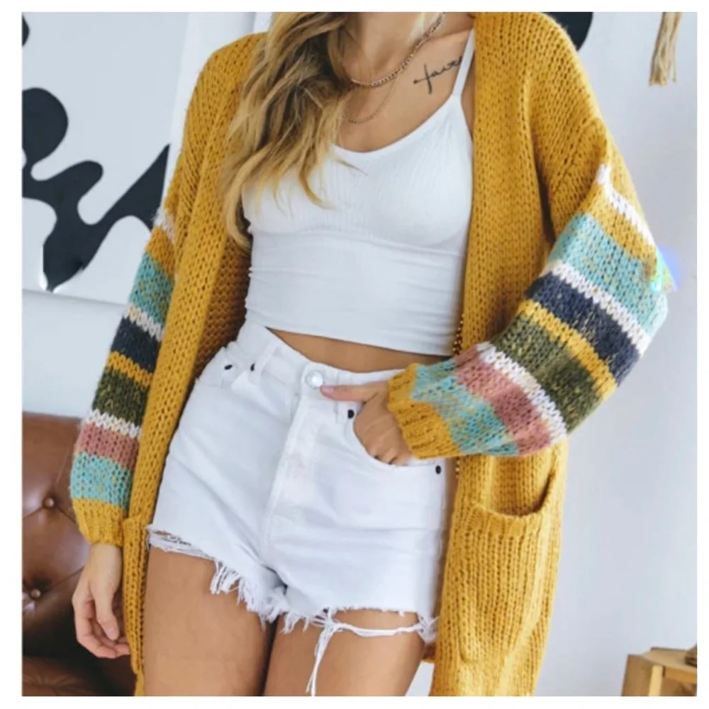 40 Boho Long Body Knit Open Cardigan - Picture 1 of 3